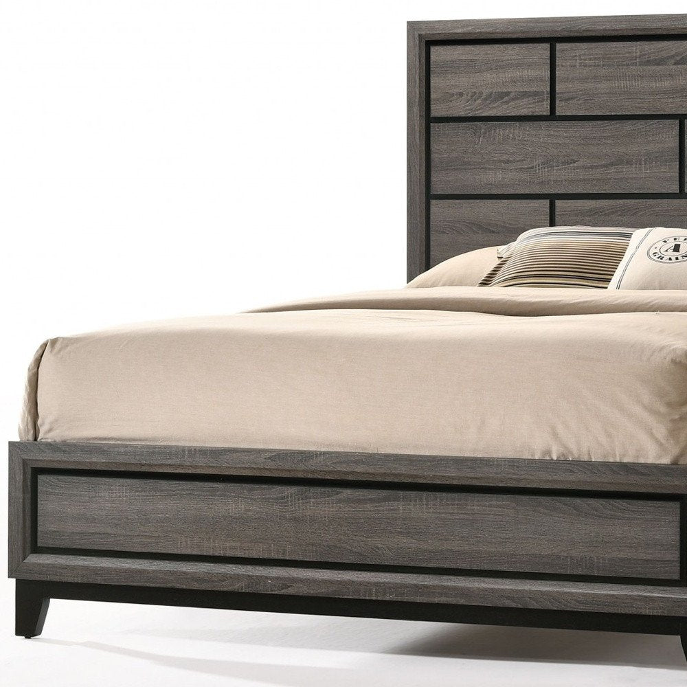 Gray Solid Wood Bed Frame