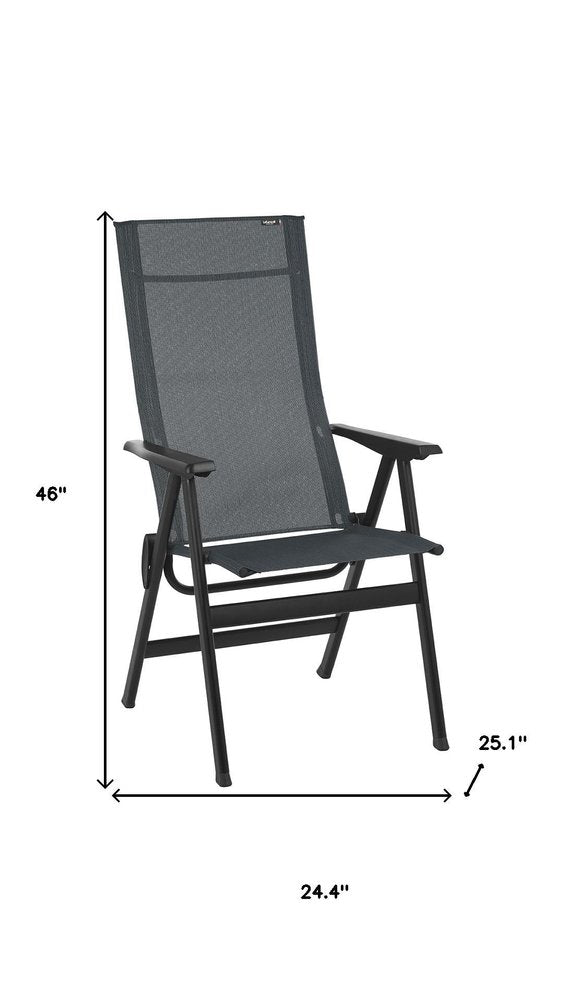 24" Gray and Black Steel Outdoor Arm Chair