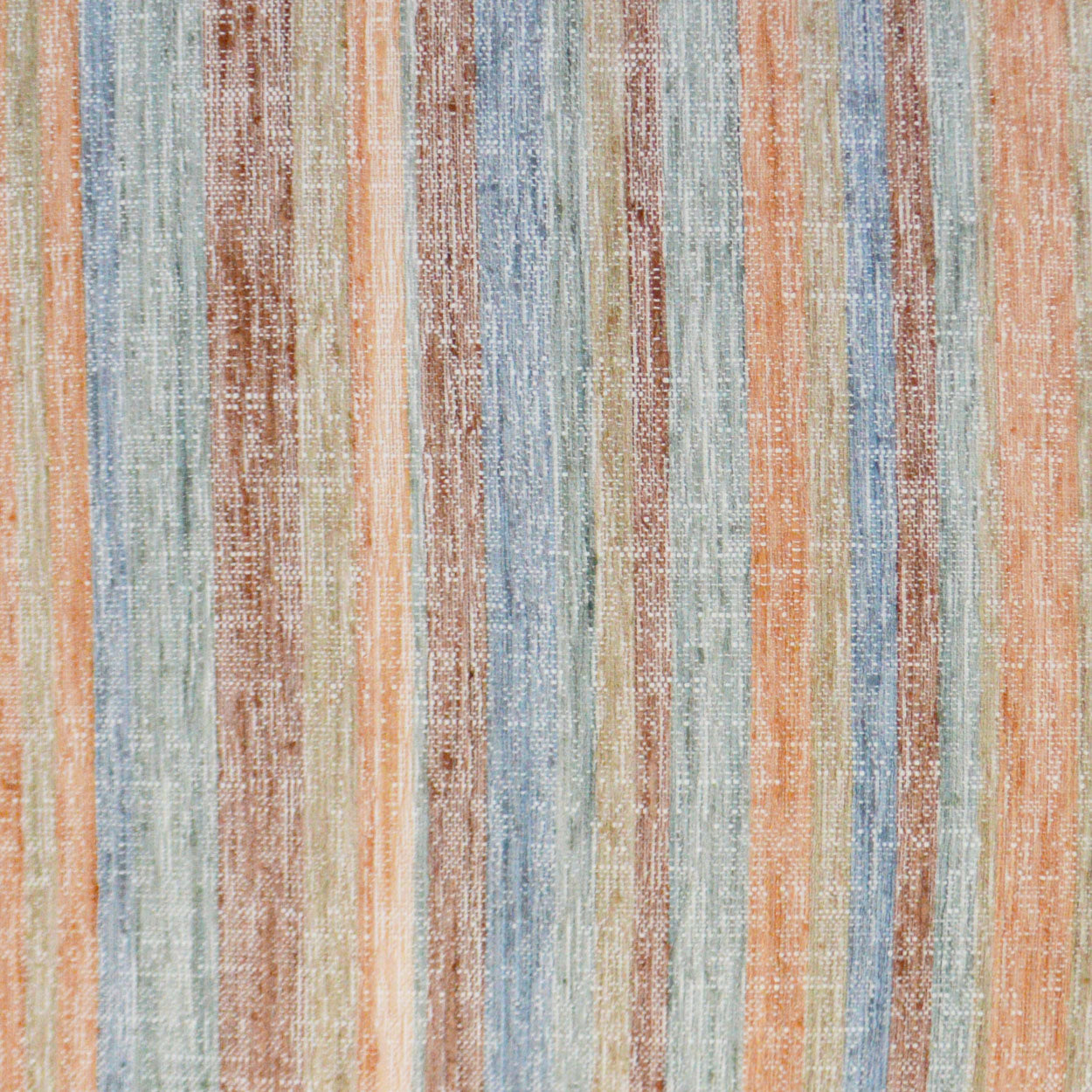 Pillow with faded spice stripes in orange, blue and beige; colorful vertical striped woven fabric, 24" x 24
