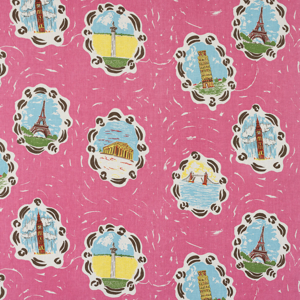 SCHUMACHER RAOUL TEXTILES BON VOYAGE PRINTS PRINTS FUCHSIA - 325B83