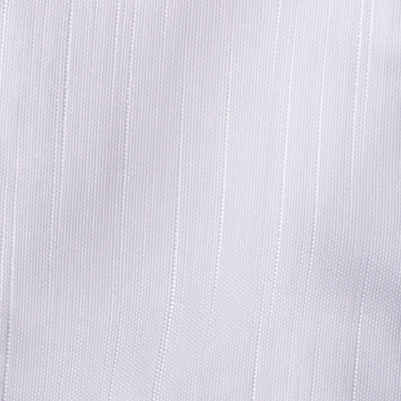 Close-up of white ribbed fabric with vertical lines; lightweight drapery fabric texture.