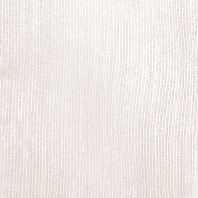 Beige linen-like drapery fabric with a fine vertical weave; soft, versatile fabric for window coverings.