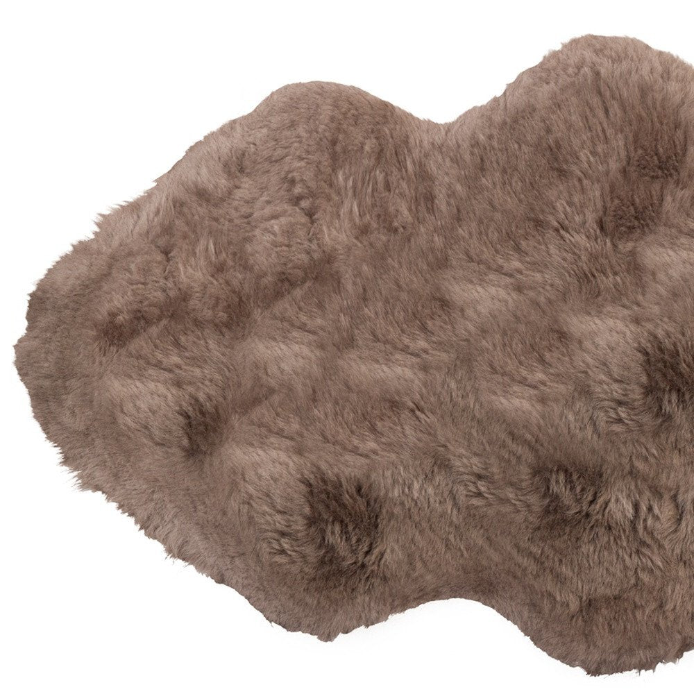 2' X 3' Taupe Genuine Sheepskin Shag Area Rug