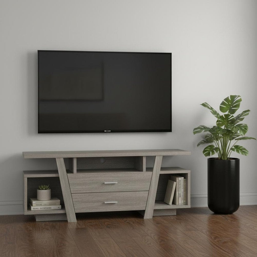 60" Deep Taupe Open Shelving TV Stand