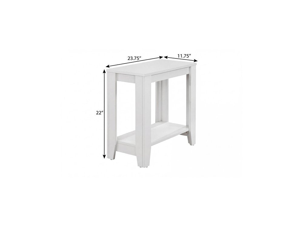 22" White Wood End Table With Shelf