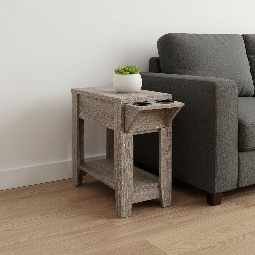 23" Brown Wood End Table With Shelf
