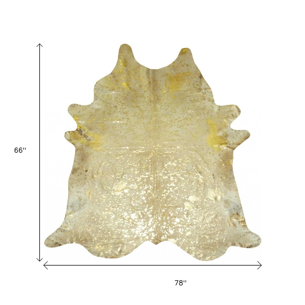 6' X 7' Brown And White Cowhide Handmade Area Rug