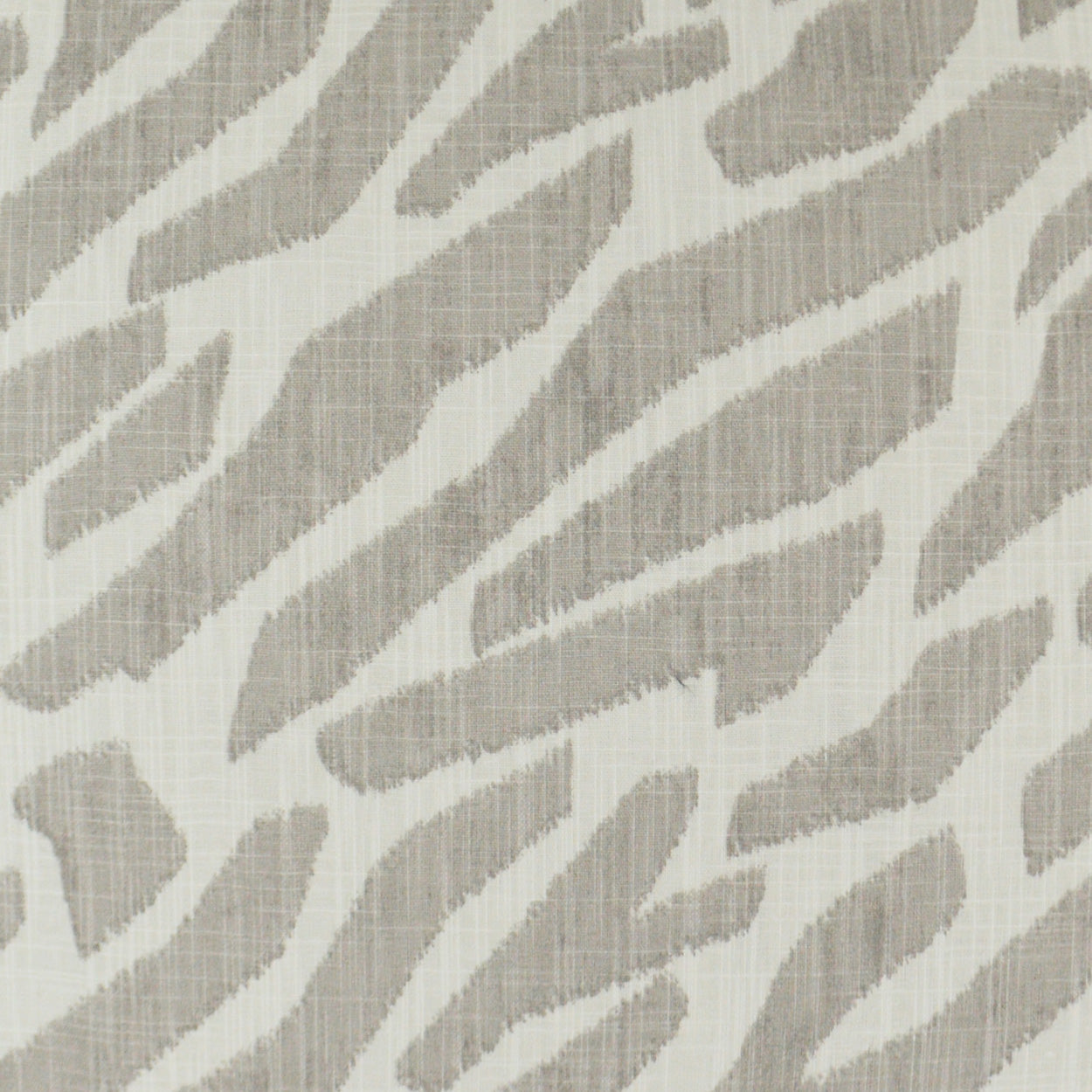 Light gray brushstroke zebra pattern on white fabric; modern, soft-textured textile.