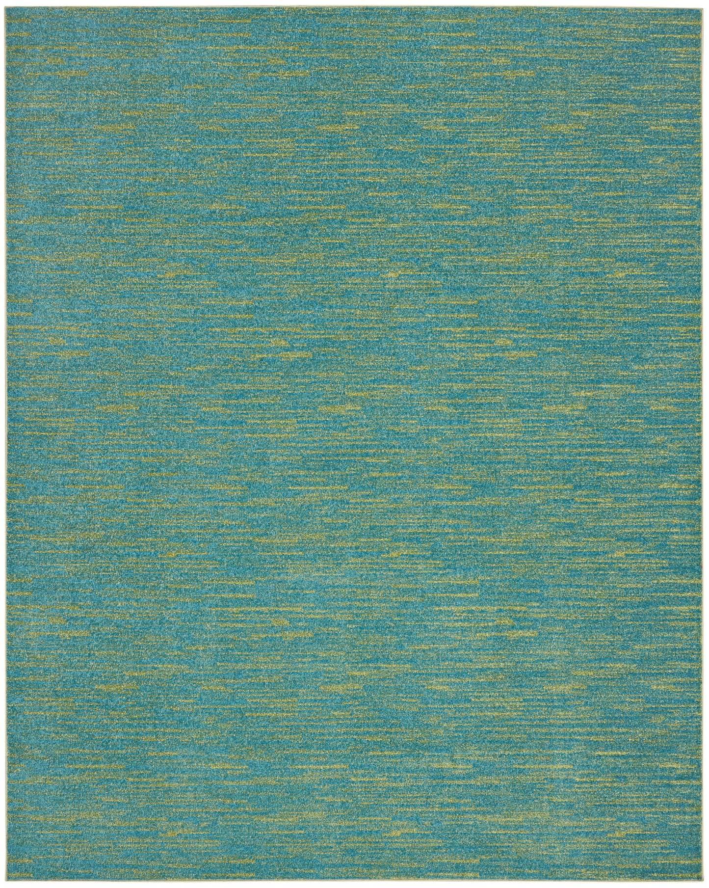 Teal and gold textured rectangular rug with heathered, modern flat-weave look.