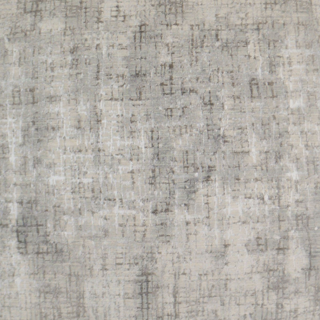Neutral gray textured fabric with a subtle distressed geometric pattern; versatile upholstery textile.