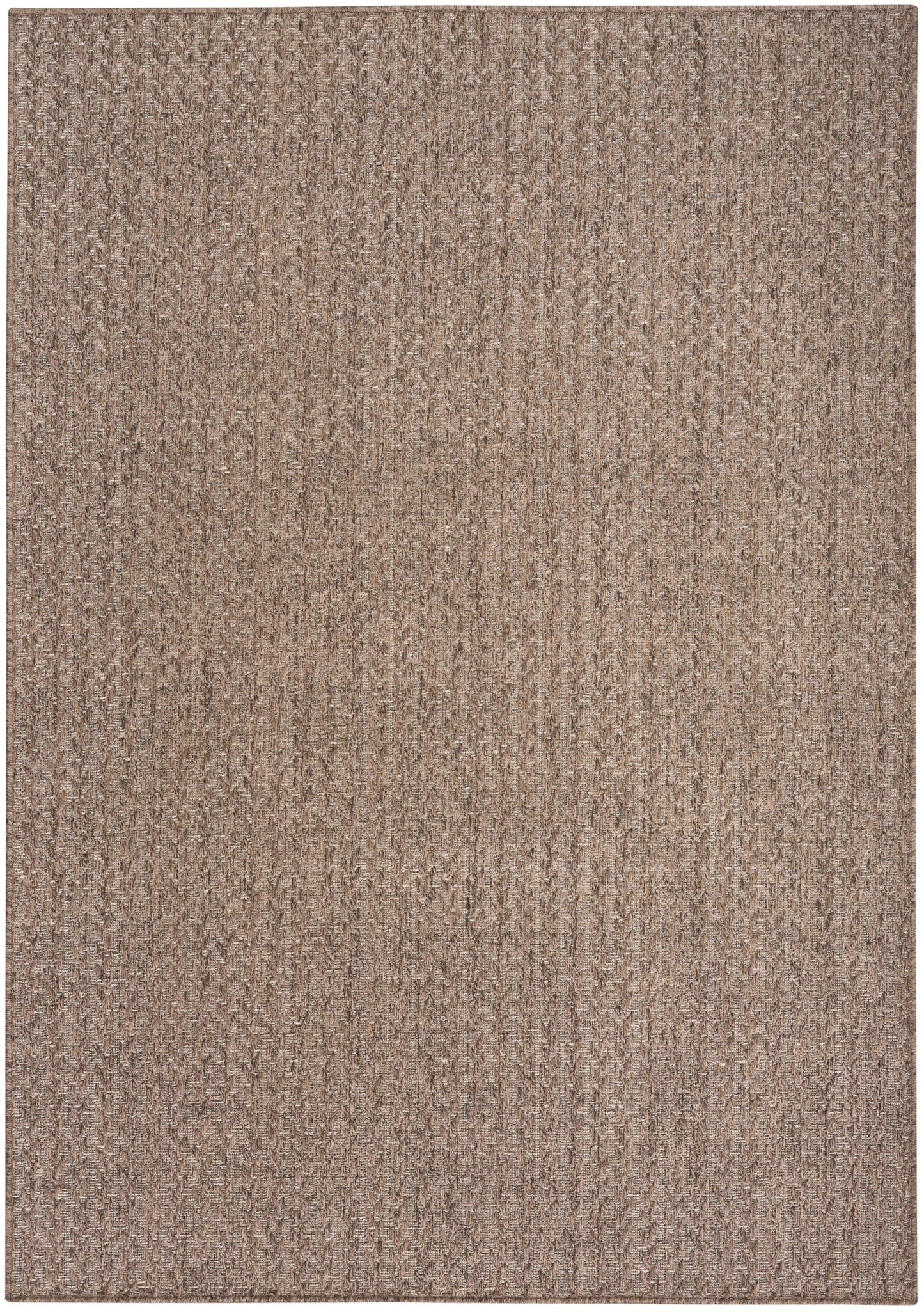 Taupe-brown textured area rug with vertical ribbed loops, rectangular and soft.