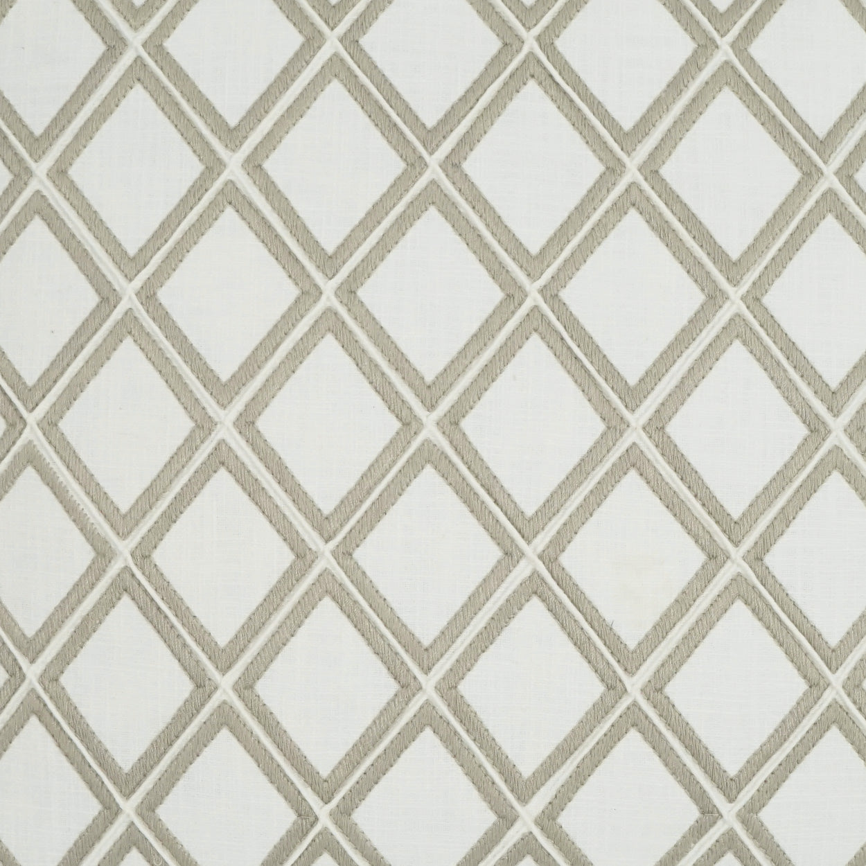D.V. KAP HOME 3411-YARD Enhancer Fabric Embroidery, Farmhouse, Geometric Ivory, White - Enhancer
