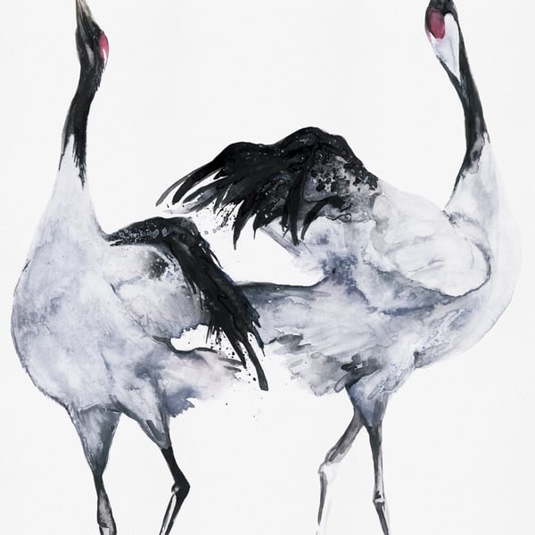 Galerie Wallcoverings Kumano Painted Crane Mural Galerie Wallcoverings White - 34595