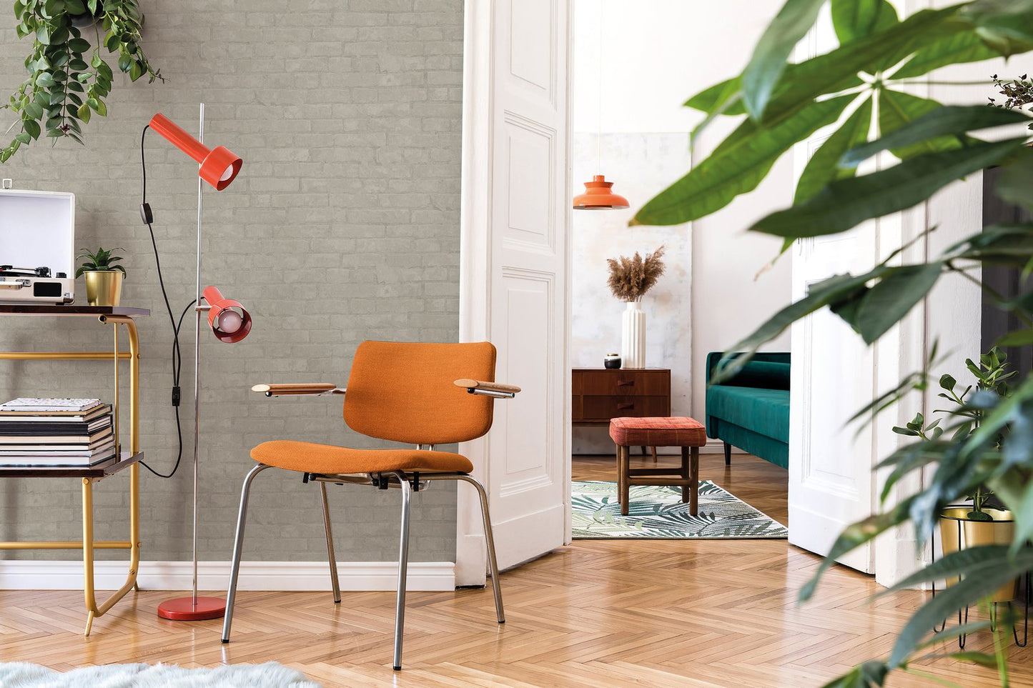 GALERIE WALLCOVERINGS TERRA Stone optics Tile Brick Stone Grey A light and airy contemporary brick design. - TR34613