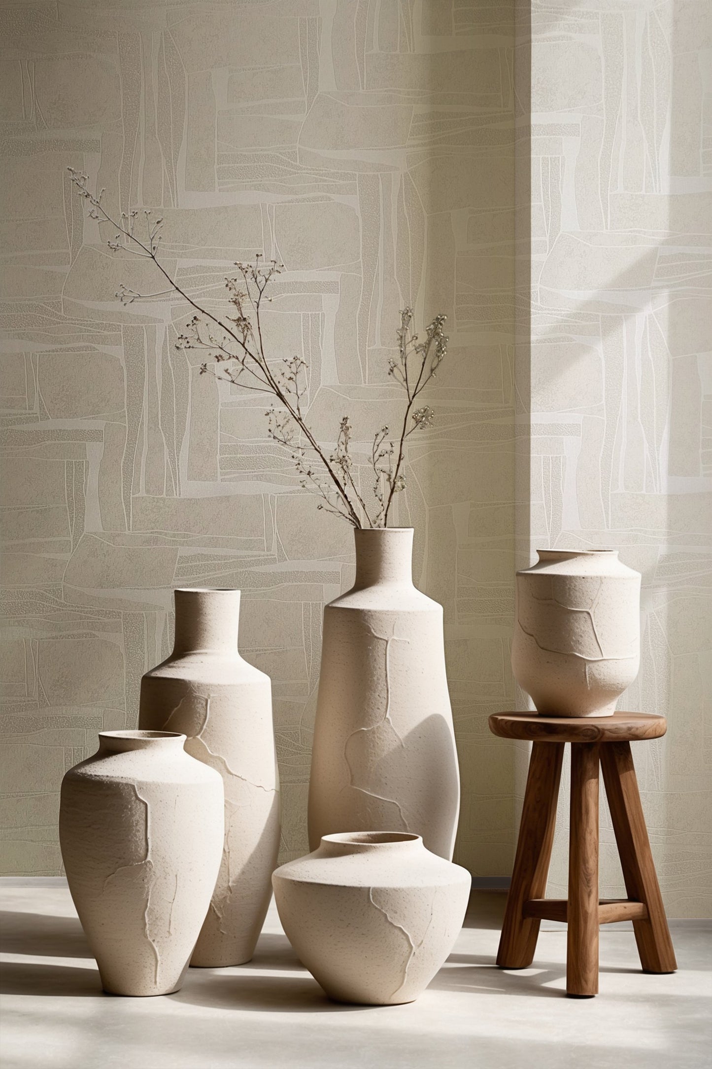 GALERIE WALLCOVERINGS TERRA Graphic Tile Brick Stone Grey A lovely design showing the natural discrepancies found in rocks. - TR34647