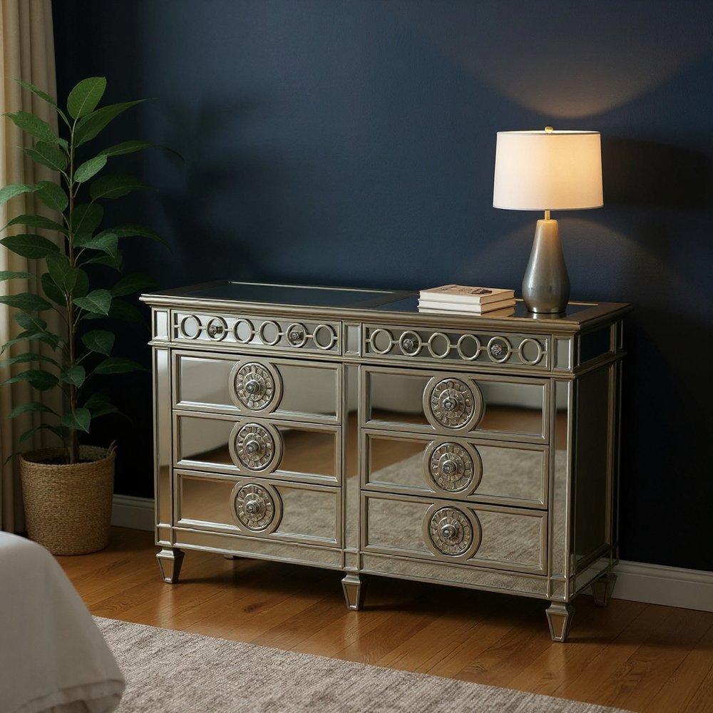 20" Gray Solid Wood Six Drawer Double Dresser