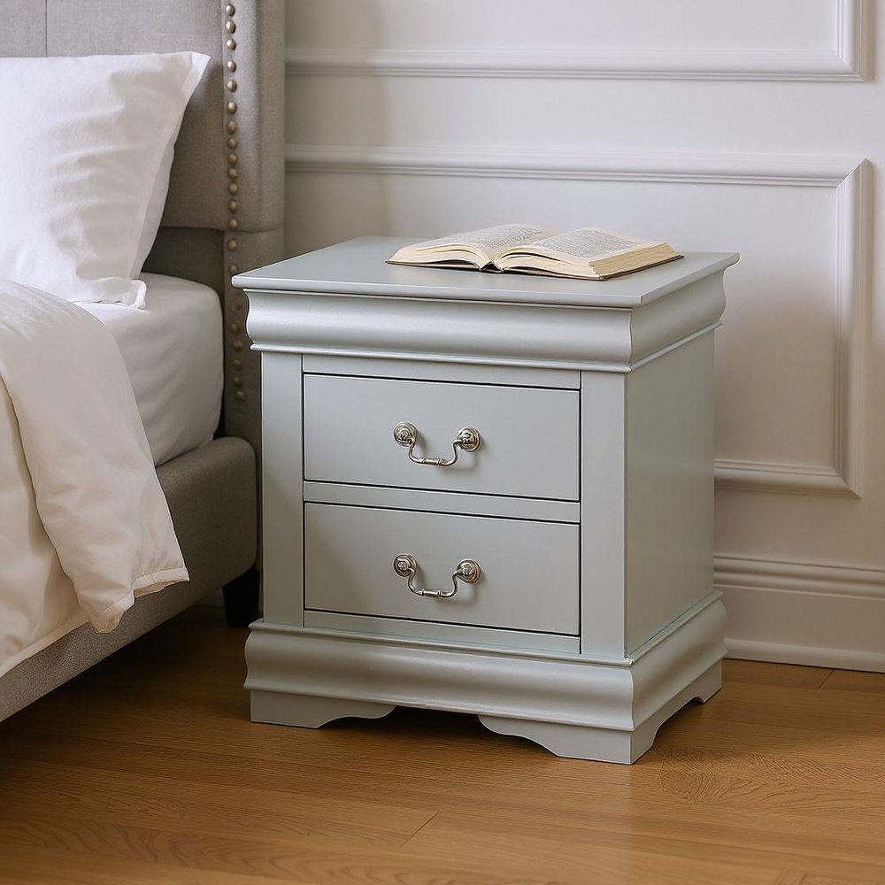 24" Platinum Two Drawers Nightstand