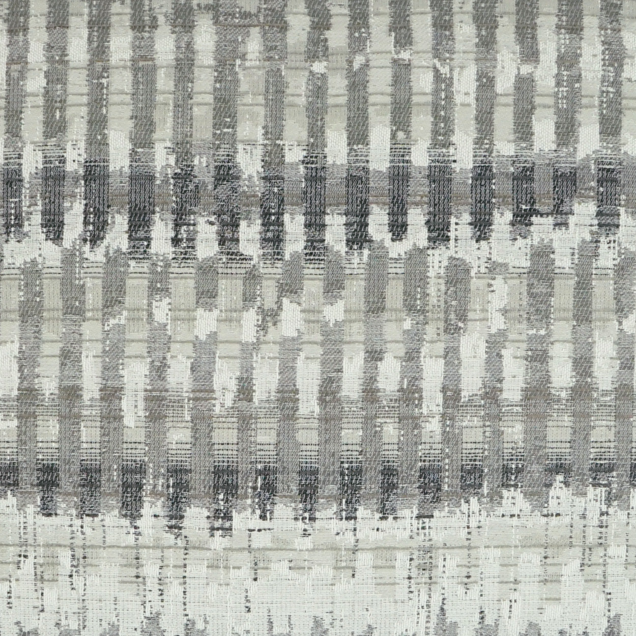 Grey woven fabric with subtle plaid/checkered pattern and textured surface, ideal for upholstery or apparel.
