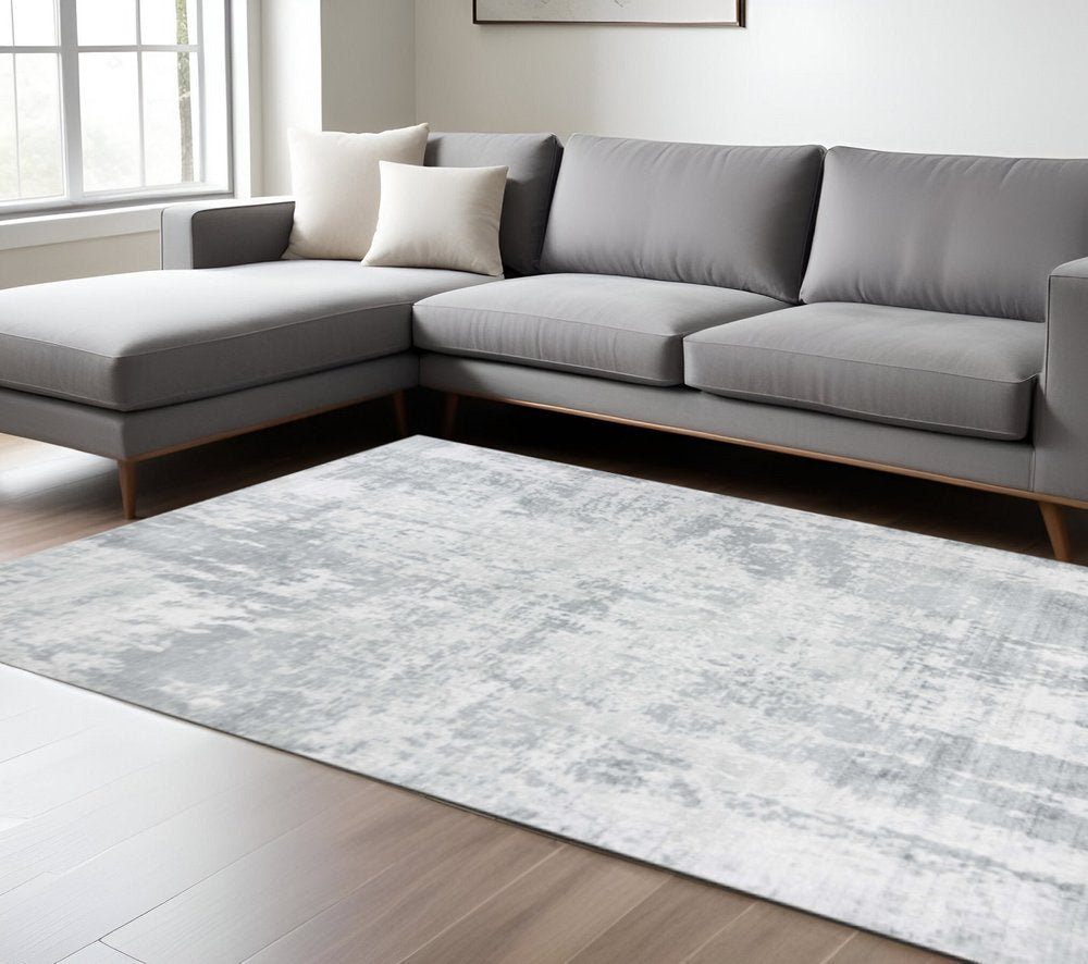 5' X 7' Dark Gray And Light Gray Abstract Hand Loomed Area Rug