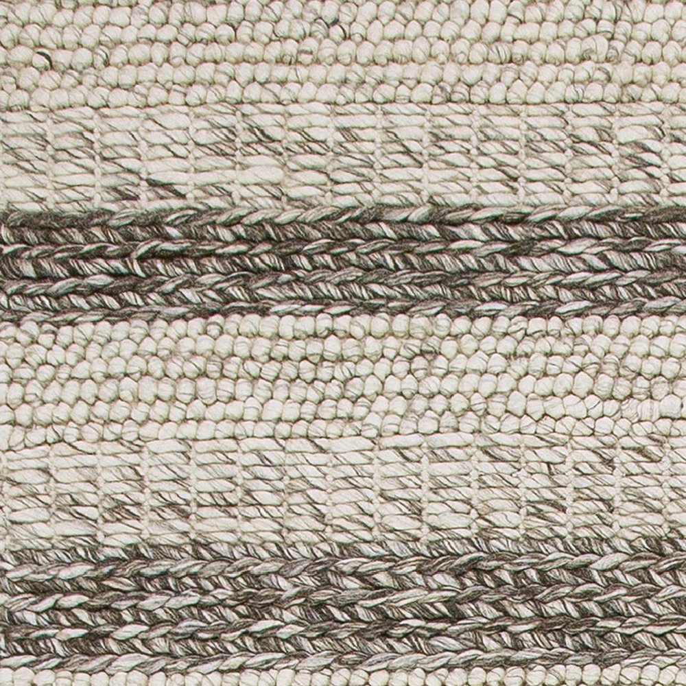 3' X 5' Brown Gray And Ivory New Zealand Lambs Wool Striped Hand Woven Area Rug