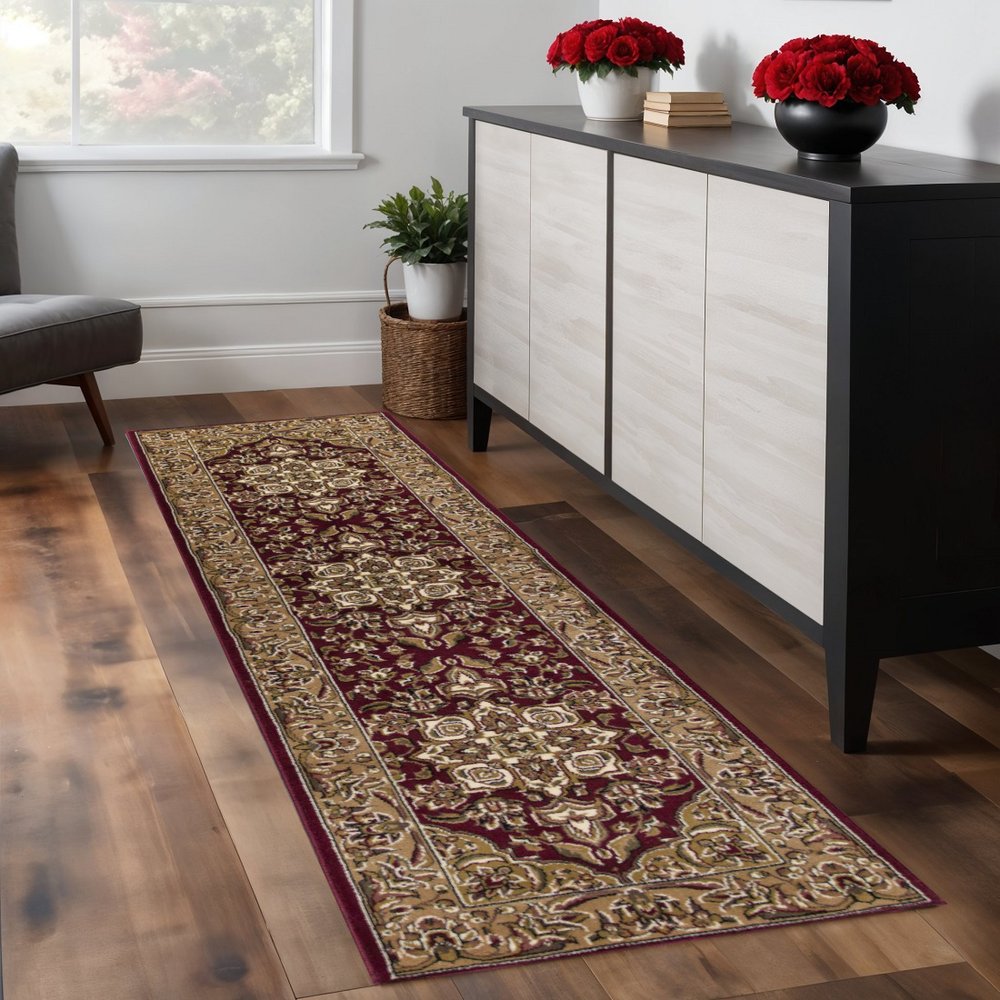 7' X 10' Polypropylene Red Or Beige Area Rug