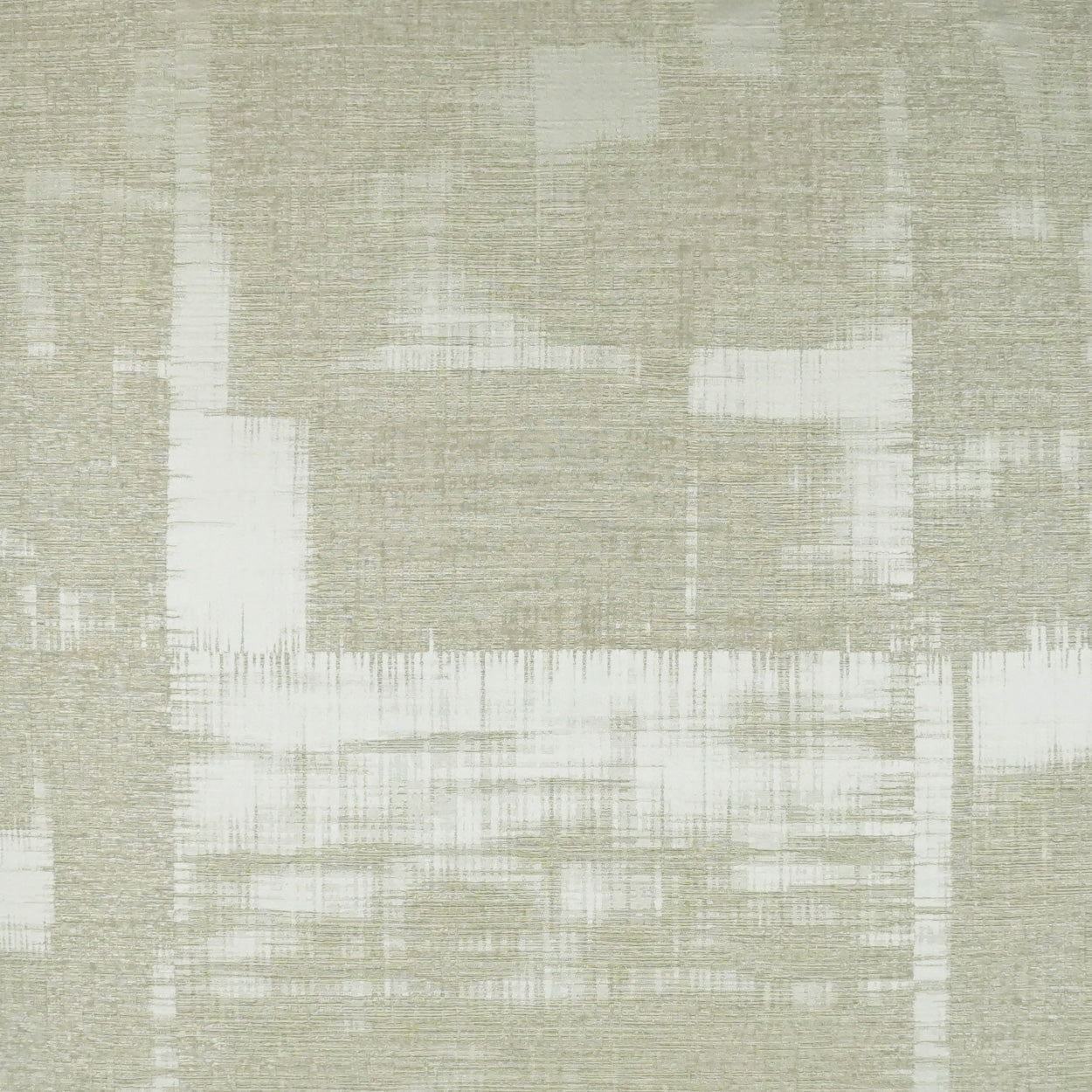 Beige abstract geometric fabric texture with blocky white and taupe pattern, linen-like weave for upholstery or rug.