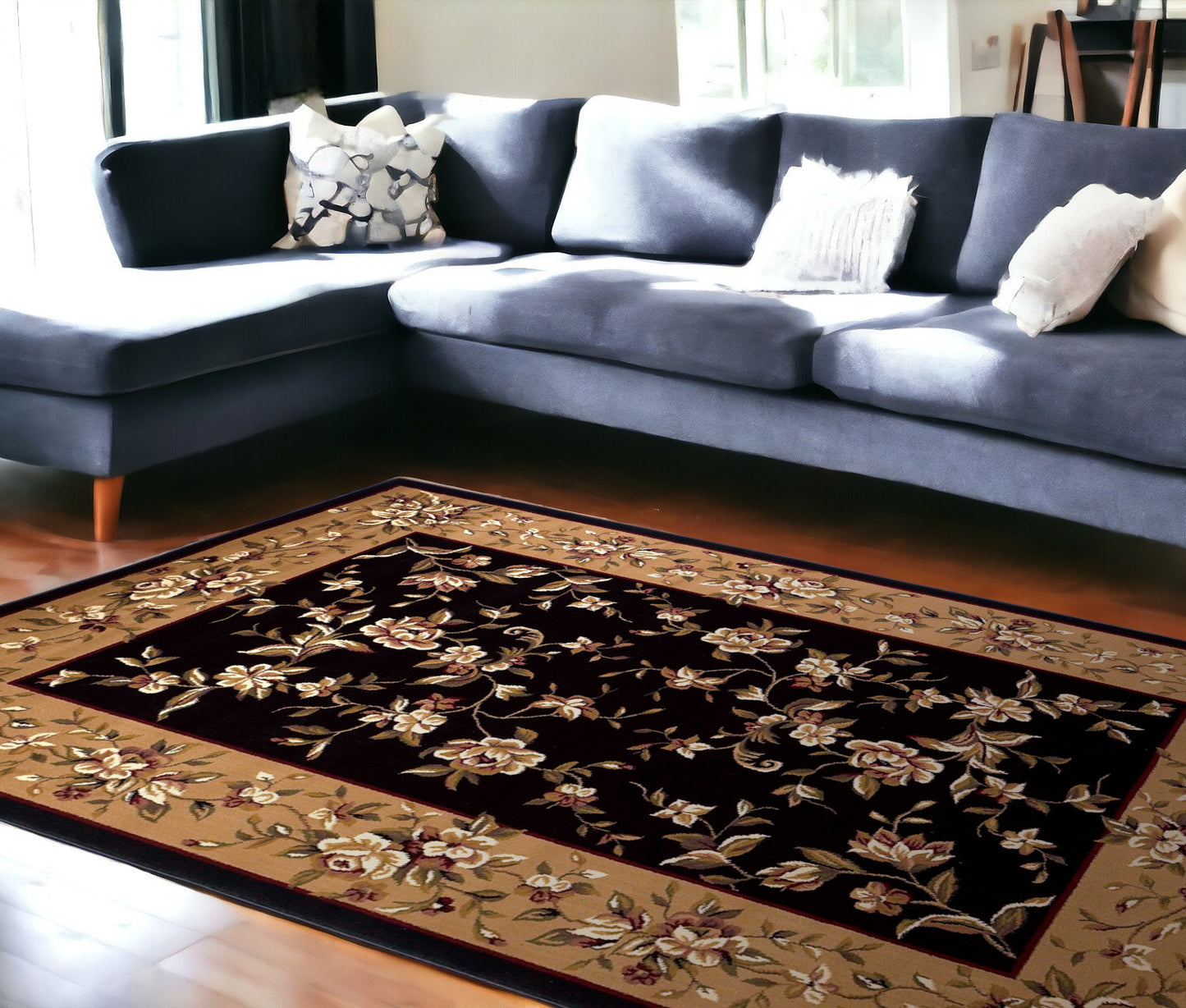 9' X 13' Polypropylene Black Or Beige Area Rug