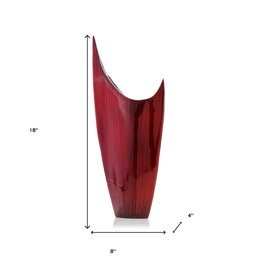 18" Red Aluminum Pointy Table Vase