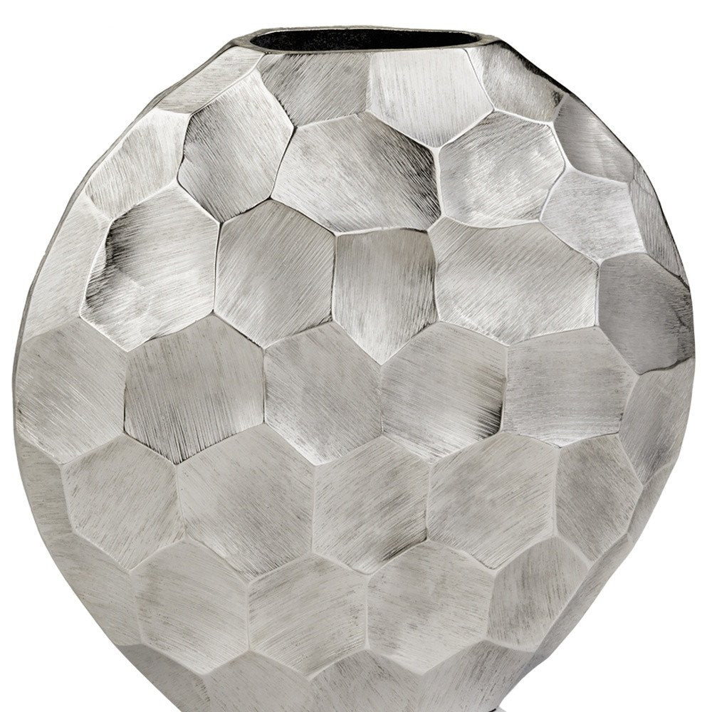 12" Silver Aluminum Cylinder Table Vase