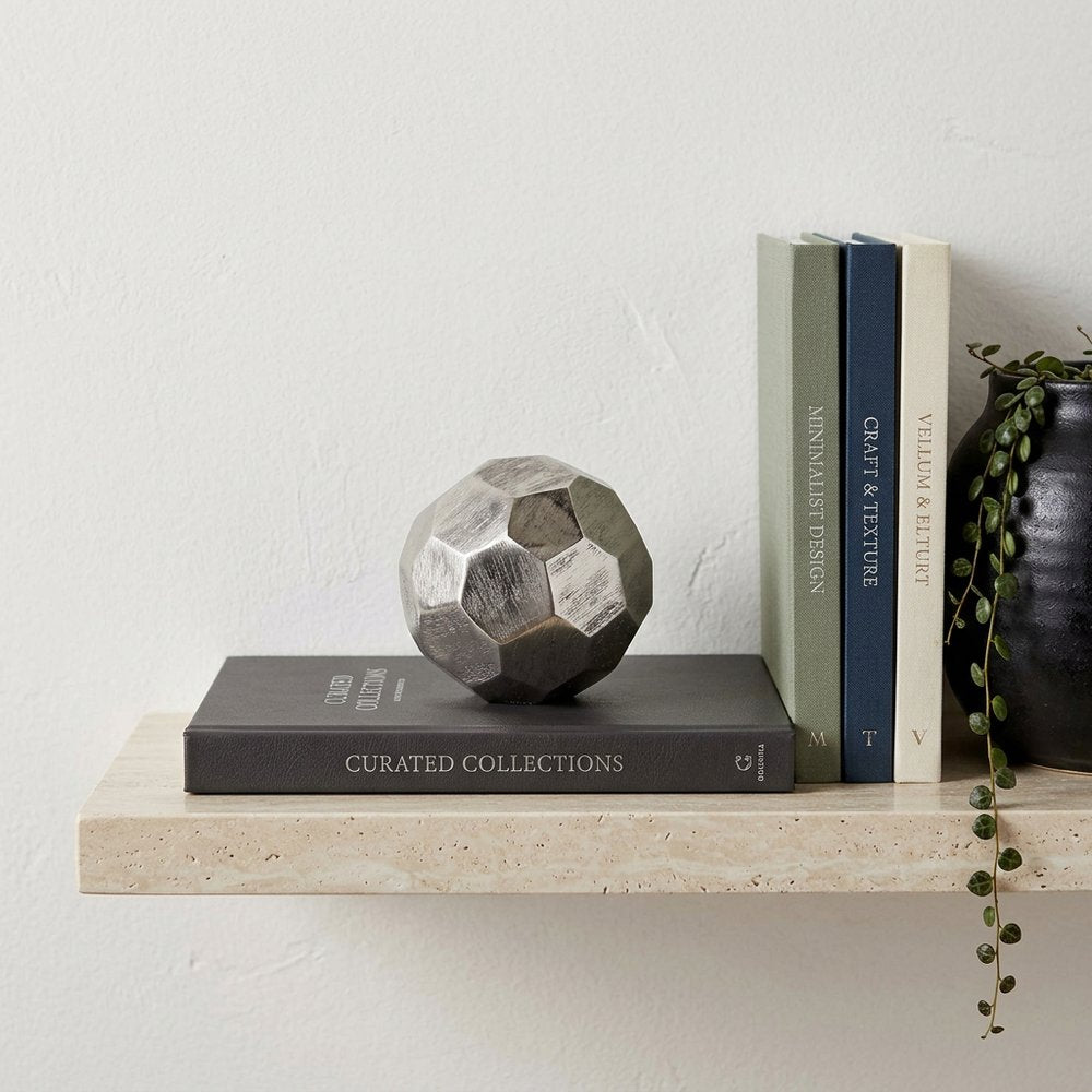 4" Silver Rough Hewn Faceted Sphere