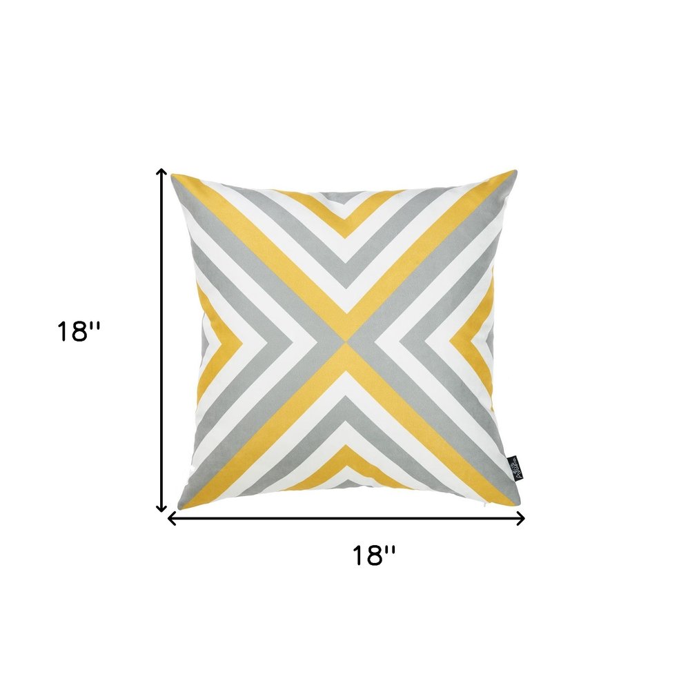 18" Gray and White Fabrc Throw Pillow Cover