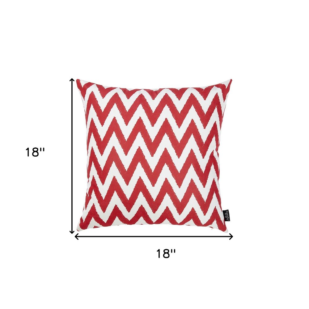 18"X18" Red Nautical Chevron Decorative Throw Pillow Cover Printed
