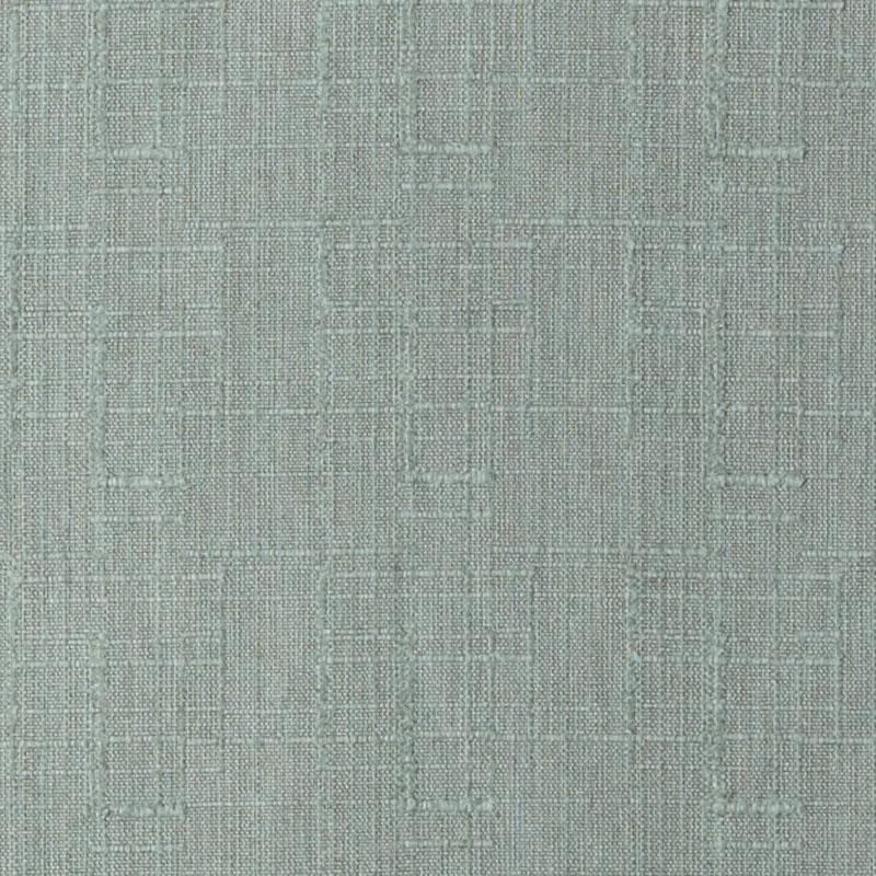 Sea green woven drapery fabric with a subtle geometric grid pattern.
