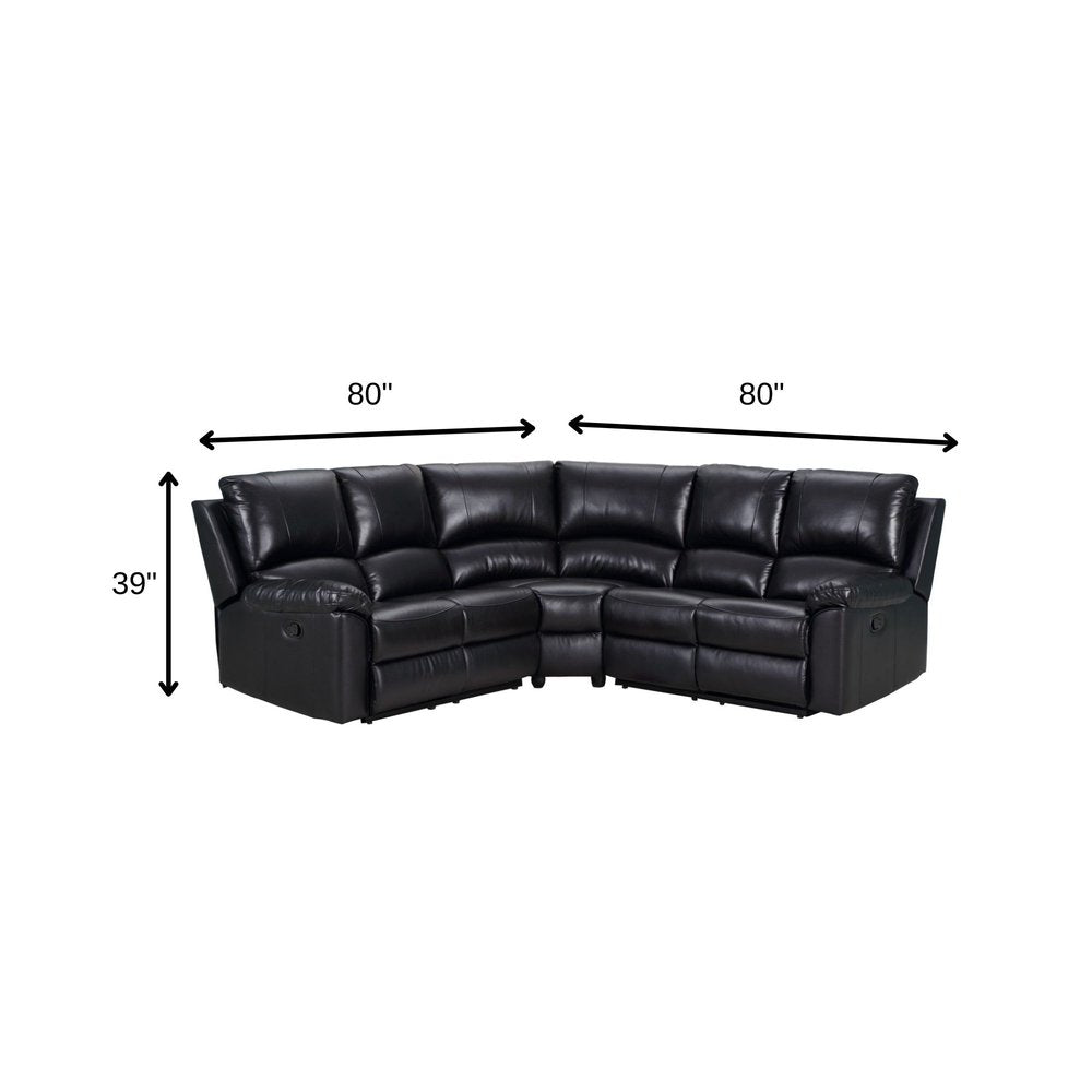 Black Polyester Blend Reclining U Shaped Three Piece Corner Sectional