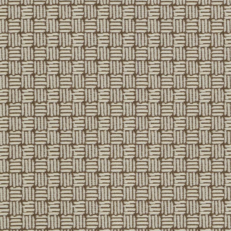 Beige-brown basketweave upholstery fabric with a tight grid-like square pattern.