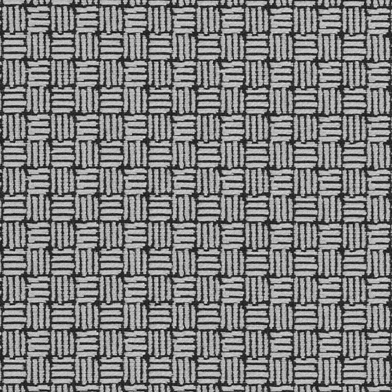 Close-up of black and white basketweave fabric with a repeating square grid pattern.