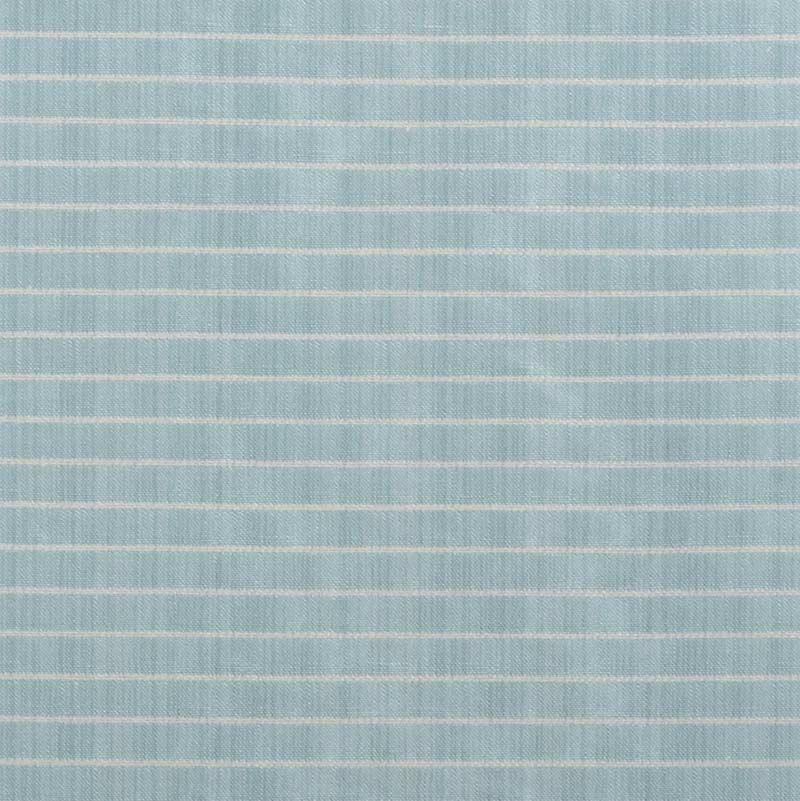 Seafoam-colored drapery fabric with a soft linen-like texture and thin white horizontal stripes.
