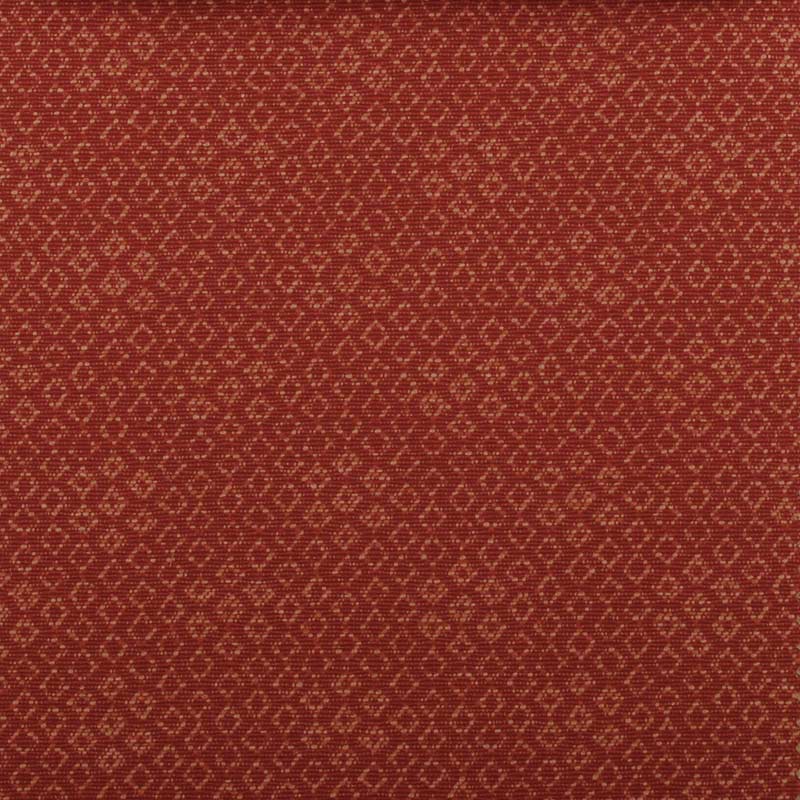 Red Pepper woven upholstery fabric with a tiny gold diamond lattice pattern.