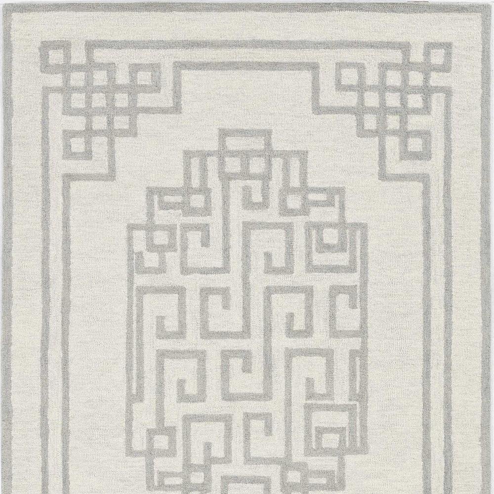 2' X 4' Gray And Ivory Wool Geometric Hand Tufted Area Rug