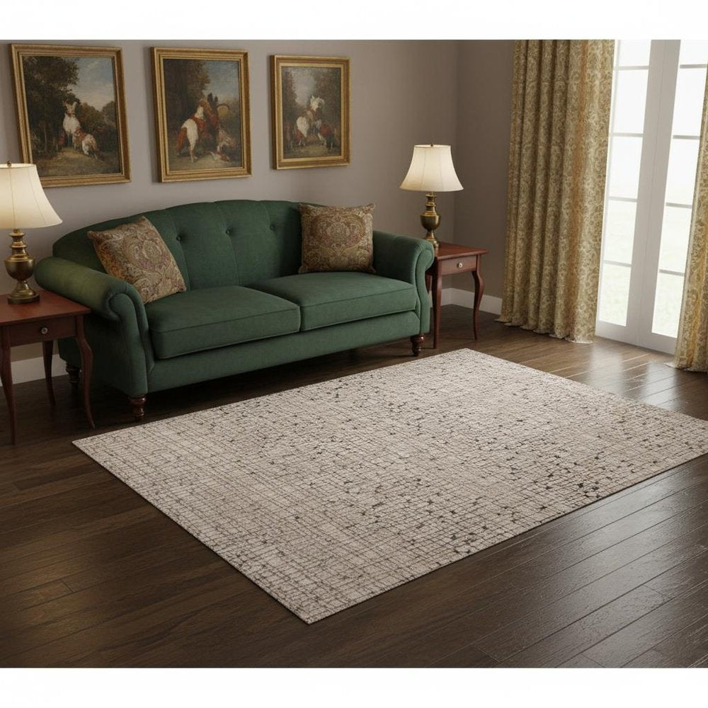 7' Gray And Black Abstract Area Rug