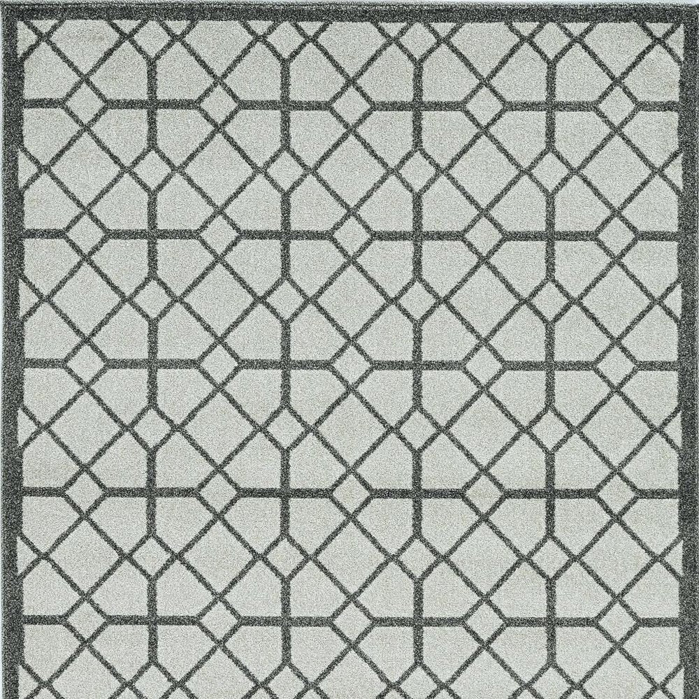 5' X 8' Ivory Or Grey Geometric Tiles Area Rug