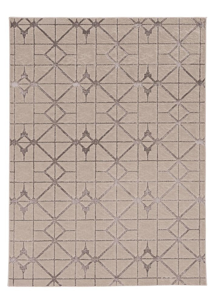 3' X 5' Ivory And Brown Geometric Area Rug