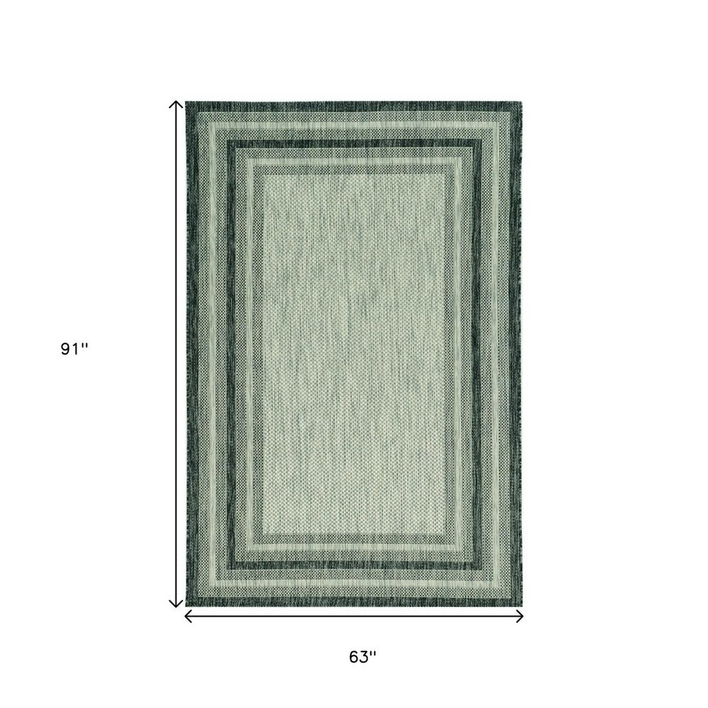 5' X 8' Grey Bordered Area Rug
