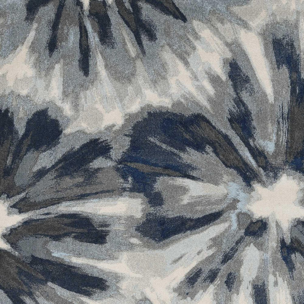 5' X 8' Ivory And Blue Floral Area Rug