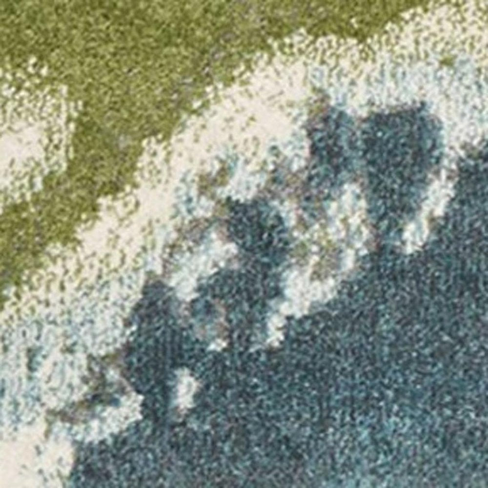 3' X 5' Teal Gray And Green Abstract Area Rug