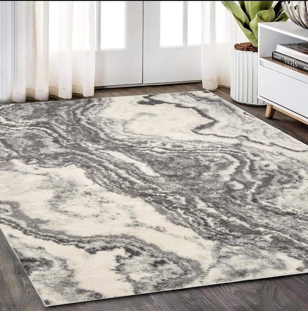 3' X 5' Gray And Ivory Abstract Area Rug