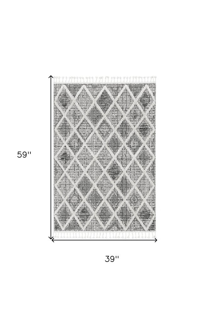 12' X 15' Cream And Charcoal Geometric Area Rug