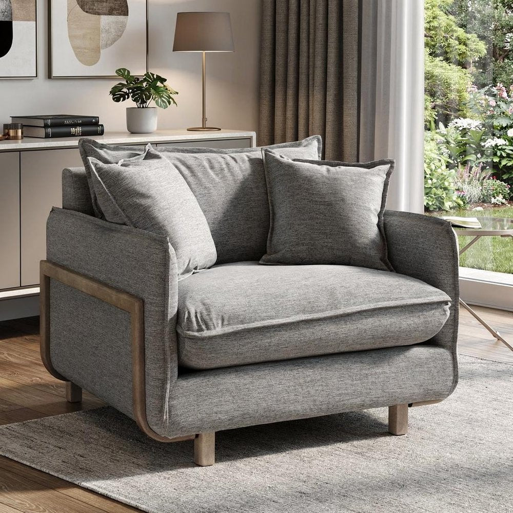 42" Gray Linen Arm Chair