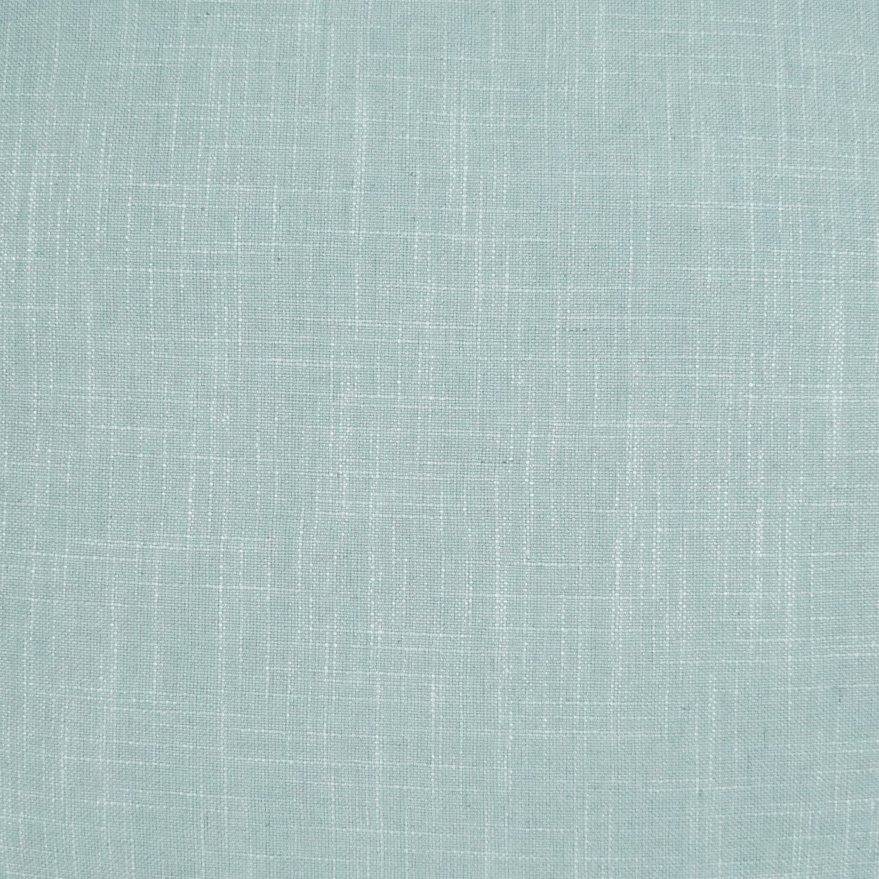 Light aqua linen fabric swatch with subtle white crosshatch weave, soft textured material ideal for upholstery or apparel.