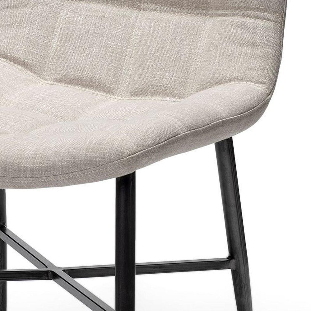 Set Of Two White And Black Upholstered Fabric Open Back Side Chairs